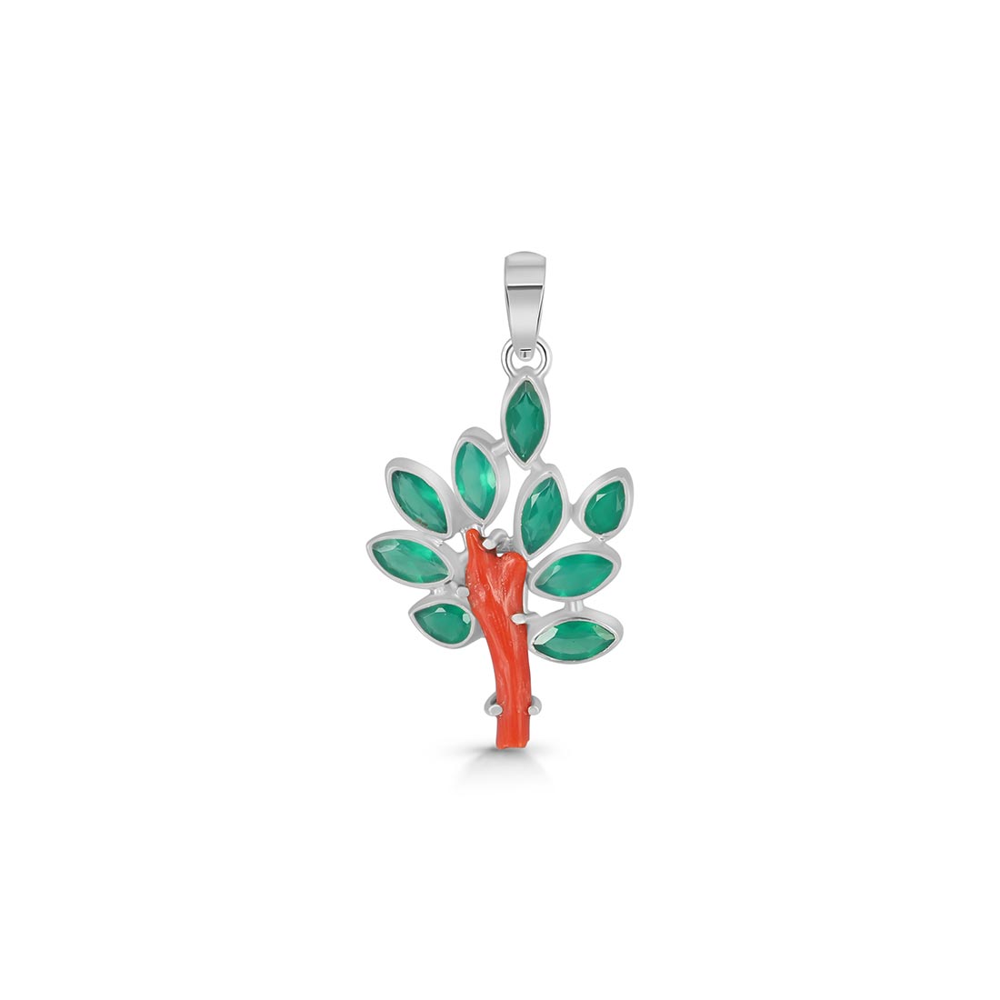 Red Coral / Green Onyx Pendant-(COR-P-85)